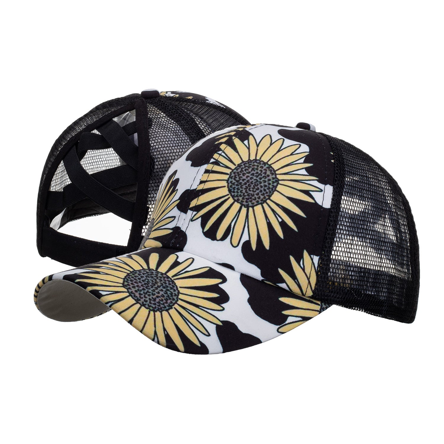 Wholesale sunflower double cross net cap baseball cap